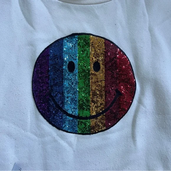 Judith March Rainbow Smiley Oversized Half Length Sweatshirt, Women’s L - Picture 2 of 8